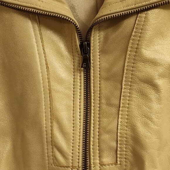 Chico's Cream-colored shimmer leather‎ jacket Medium to Large - Picture 5 of 13